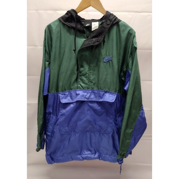 Nike VTG 90s Shiny Ripstop Nylon Colorblock Swoosh Logo jacket Small  SEE PHOTOS - Picture 1 of 10